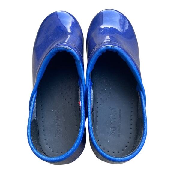 Sanita Professional Clogs Blue Marbled Patent Leather Nurse Shoe SZ 4 EU 35 - Picture 8 of 14